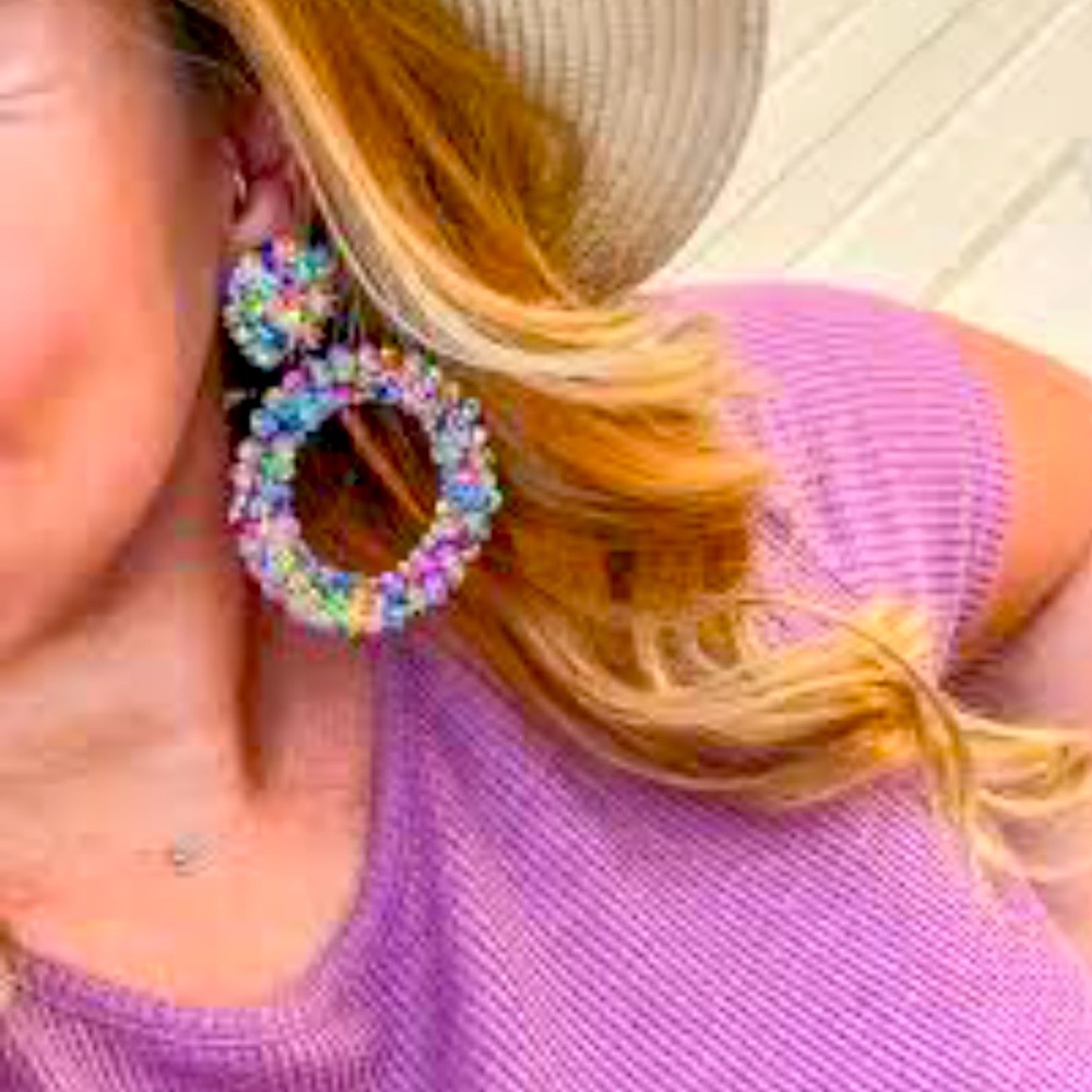 Stella & Dot🌈ColorfullyFUN Sequin Oh Ya Statement Earrings Limited Editi… - Picture 3 of 10